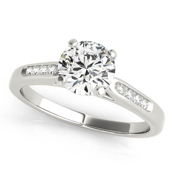 14k White Gold Single Row Diamond Engagement Ring (1 cttw) in a sleek high-contrast midnight luxury editorial style